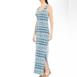 TOMMY BAHAMA Dot Matrix Maxi Dress Old Royal Size small